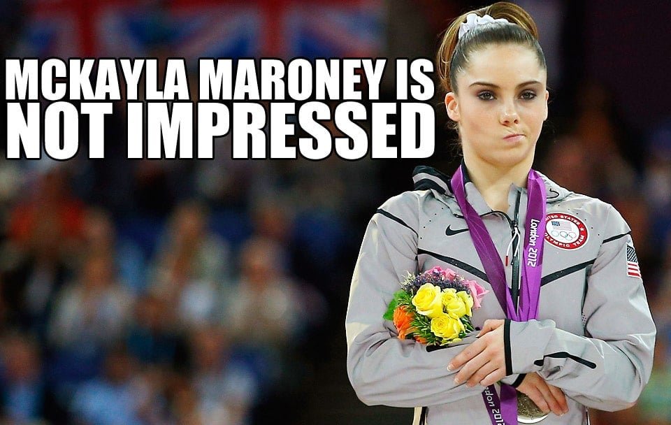 meme of McKayla Maroney not impressed when taking the silver medal in the Summer Olympics